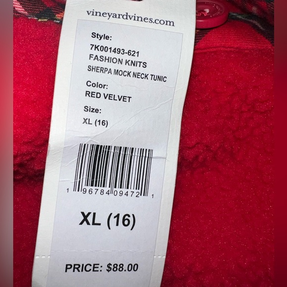 NWT Vineyard Vines Sherpa Mock Neck Tunic | Size Girls XL (16) - Picture 7 of 8